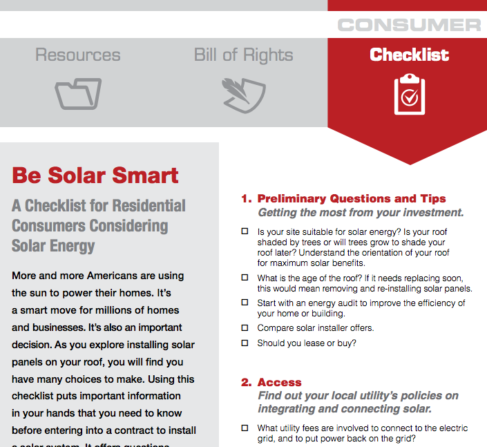 Solar PV guidelines and checklists